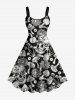 Tenue assortie pour couples à imprimé crânes champignons plantes - Noir 