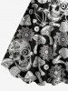 Tenue assortie pour couples à imprimé crânes champignons plantes - Noir 