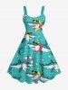 Ensemble de plage hawaïen assorti pour couple, imprimé requins, bouées et étoiles de mer - Turquoise 
