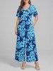 Tropical Leaf Hibiscus Flower Print Matching Hawaii Beach Outfit For Couples -  