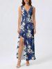 Tropical Leaf Flower Branch Print Matching Hawaii Beach Outfit For Couples -  