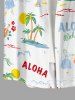 Tenue de plage hawaïenne assortie pour couples avec imprimé cocotier, fleurs et soleil - Blanc 