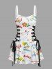 Tenue de plage hawaïenne assortie pour couples avec imprimé cocotier, fleurs et soleil - Blanc 