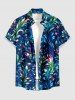 Tenue de plage hawaïenne assortie pour couple à imprimé Galaxy feuilles et fleurs colorées - Bleu profond 