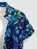 Tenue de plage hawaïenne assortie pour couple à imprimé Galaxy feuilles et fleurs colorées - Bleu profond 