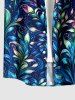 Tenue de plage hawaïenne assortie pour couple à imprimé Galaxy feuilles et fleurs colorées - Bleu profond 