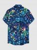 Tenue de plage hawaïenne assortie pour couple à imprimé Galaxy feuilles et fleurs colorées - Bleu profond 