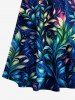 Tenue de plage hawaïenne assortie pour couple à imprimé Galaxy feuilles et fleurs colorées - Bleu profond 