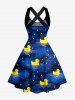 Ensemble de plage hawaïen assorti pour couples à motif Duck Galaxy - Bleu de Minuit 