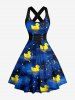 Ensemble de plage hawaïen assorti pour couples à motif Duck Galaxy - Bleu de Minuit 