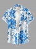 Tenue assortie de plage hawaïenne à imprimé fleurs et feuilles pour couples - Bleu Ciel 