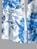 Tenue assortie de plage hawaïenne à imprimé fleurs et feuilles pour couples - Bleu Ciel 