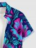 Chemise hawaïenne pour homme à imprimé fleurs et feuilles d'hibiscus, avec boutons et poche - Bleu profond 3XL