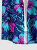 Chemise hawaïenne pour homme à imprimé fleurs et feuilles d'hibiscus, avec boutons et poche - Bleu profond 3XL