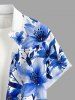 Skulls Flower Watercolor Print Buttons Pocket Hawaii Shirt For Men -  