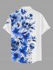 Skulls Flower Watercolor Print Buttons Pocket Hawaii Shirt For Men -  