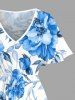 Robe midi hawaïenne à imprimé fleurs et feuilles avec fente - Bleu Ciel XXS