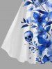 Robe débardeur hawaïenne à imprimé aquarelle de crânes et de fleurs (bretelles réglables) - Bleu 1X