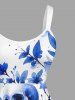 Robe débardeur hawaïenne à imprimé aquarelle de crânes et de fleurs (bretelles réglables) - Bleu 1X