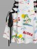 Robe débardeur hawaïenne à lacets avec imprimé fleur de cocotier et soleil - Blanc S