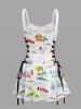 Robe débardeur hawaïenne à lacets avec imprimé fleur de cocotier et soleil - Blanc S