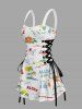 Robe débardeur hawaïenne à lacets avec imprimé fleur de cocotier et soleil - Blanc S