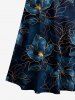 Flowers Leaf Print Cold Shoulder Crisscross Hawaii Maxi Dress -  