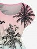 Robe midi hawaïenne à épaules tombantes, imprimé dégradé cocotier - Rose  6X