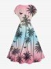 Robe midi hawaïenne à épaules tombantes, imprimé dégradé cocotier - Rose  6X