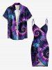 Spiral Tie Dye Galaxy Flower Print Hawaii Convertible Beach Cover Up -  