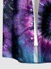 Spiral Tie Dye Galaxy Flower Print Hawaii Button Pocket Shirt For Men -  
