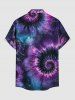 Spiral Tie Dye Galaxy Flower Print Hawaii Button Pocket Shirt For Men -  