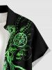Mysterious Symbol Octopus Print Hawaii Button Pocket Shirt For Men -  