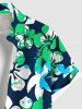 Coconut Tree Hibiscus Flower Print Hawaii Button Pocket Shirt For Men -  