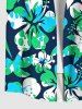 Coconut Tree Hibiscus Flower Print Hawaii Button Pocket Shirt For Men -  