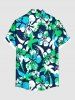 Coconut Tree Hibiscus Flower Print Hawaii Button Pocket Shirt For Men -  