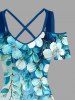 Robe maxi hawaïenne à épaules dénudées, décolleté croisé et imprimé ombré fleurs et feuilles - Pers M