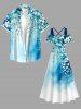 Robe maxi hawaïenne à épaules dénudées, décolleté croisé et imprimé ombré fleurs et feuilles - Pers M