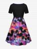 Robe hawaïenne cintrée à imprimé cocotier et nuages colorés - Pourpre  L