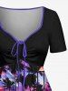 Robe hawaïenne cintrée à imprimé cocotier et nuages colorés - Pourpre  L