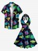 Dinosaur Geometric Pattern Print Hawaii Halter Dress -  