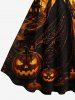 Robe débardeur Halloween à imprimé sorcier, château de citrouille et chauve-souris (bretelles réglables) - Orange Foncé XS