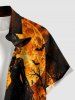 Halloween Wizard Pumpkin Castle Bat Print Buttons Pocket Shirt For Men -  