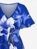 Robe midi hawaïenne fendue à imprimé fleurs et feuilles - Bleu XXS