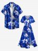 Robe midi hawaïenne fendue à imprimé fleurs et feuilles - Bleu XXS