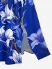 Robe midi hawaïenne fendue à imprimé fleurs et feuilles - Bleu XXS