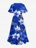 Robe midi hawaïenne fendue à imprimé fleurs et feuilles - Bleu XXS