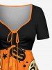Halloween Pumpkin Witches Ghost Bat Skulls Print Cinched A Line Dress -  
