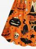 Halloween Pumpkin Witches Ghost Bat Skulls Print Cinched A Line Dress -  