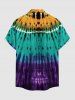 Spiral Ombre Tie Dye Print Hawaii Button Pocket Shirt For Men -  